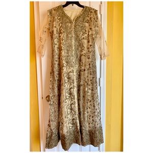 Gold embroidered long gown